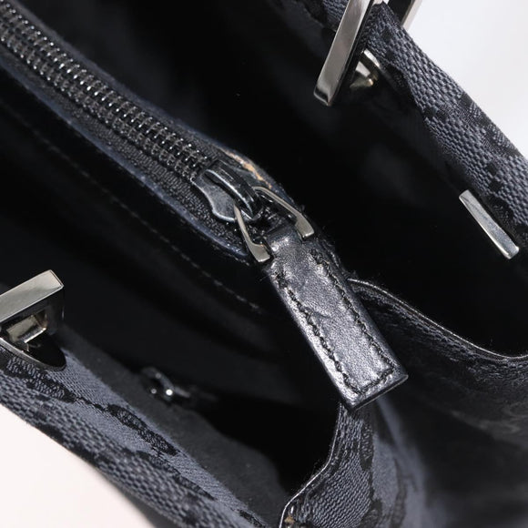 GUCCI Bamboo GG Canvas Hand Bag Black Silver 89 02 997 Auth 180040