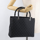 GUCCI Bamboo GG Canvas Hand Bag Black Silver 89 02 997 Auth 180040-27