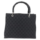 GUCCI Bamboo GG Canvas Hand Bag Black Silver 89 02 997 Auth 180040-3