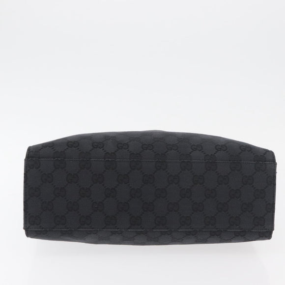 GUCCI Bamboo GG Canvas Hand Bag Black Silver 89 02 997 Auth 180040