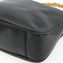 GUCCI Bamboo Shoulder Bag Leather 2way Black Gold 001 1705 1638 Auth 180041-12