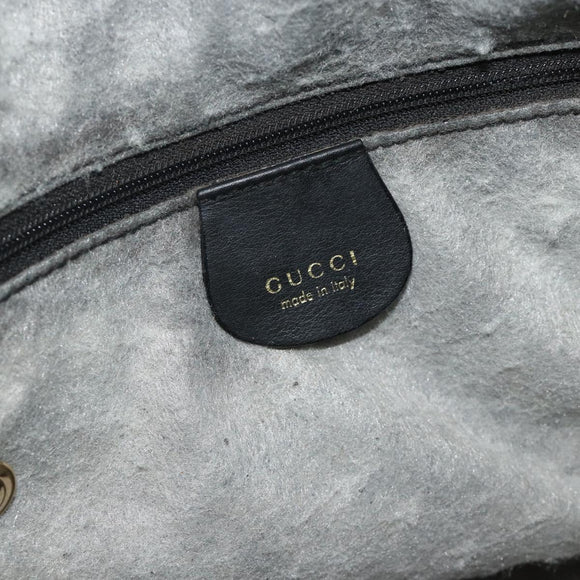 GUCCI Bamboo Shoulder Bag Leather 2way Black Gold 001 1705 1638 Auth 180041