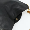 GUCCI Bamboo Shoulder Bag Leather 2way Black Gold 001 1705 1638 Auth 180041-6