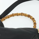 GUCCI Bamboo Shoulder Bag Leather 2way Black Gold 001 1705 1638 Auth 180041-8