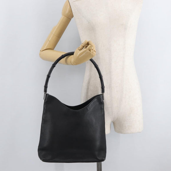 GUCCI Bamboo Shoulder Bag Leather Black 001 3244 Auth 180043