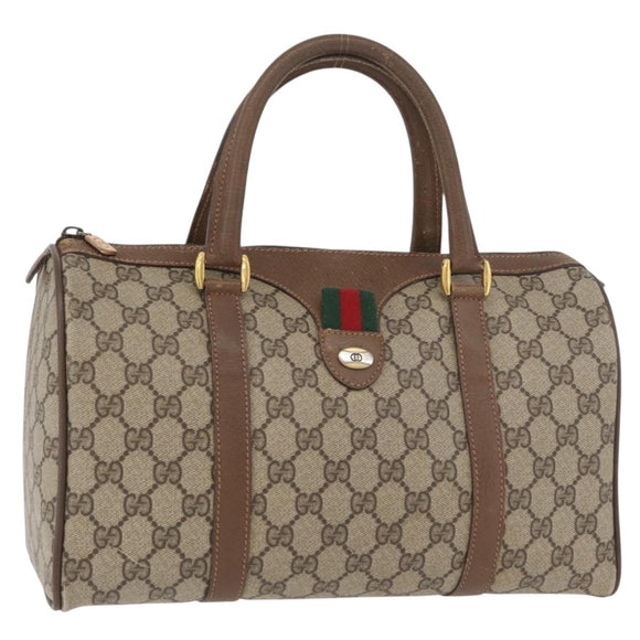 GUCCI GG Supreme Web Sherry Line Hand Bag PVC Beige Red 39 02 007 Auth 180049