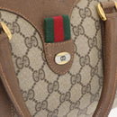 GUCCI GG Supreme Web Sherry Line Hand Bag PVC Beige Red 39 02 007 Auth 180049-18