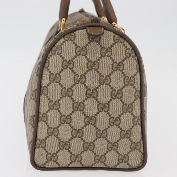 GUCCI GG Supreme Web Sherry Line Hand Bag PVC Beige Red 39 02 007 Auth 180049