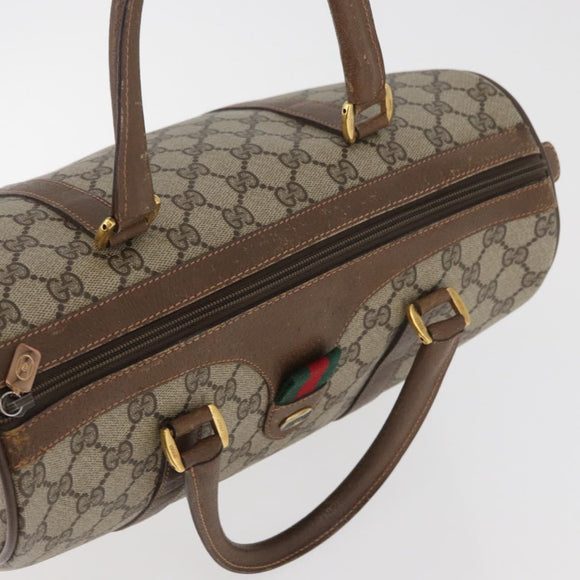 GUCCI GG Supreme Web Sherry Line Hand Bag PVC Beige Red 39 02 007 Auth 180049