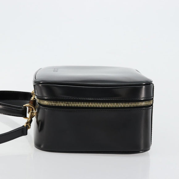 GUCCI Bamboo Vanity Hand Bag Patent 2way Black Gold 000 270 0323 Auth 180050
