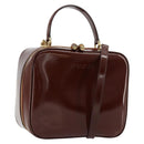 GUCCI Bamboo Vanity Hand Bag Patent leather 2way Brown Gold Auth 180051-1