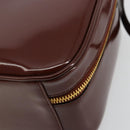 GUCCI Bamboo Vanity Hand Bag Patent leather 2way Brown Gold Auth 180051-16