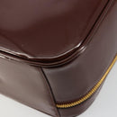 GUCCI Bamboo Vanity Hand Bag Patent leather 2way Brown Gold Auth 180051-18