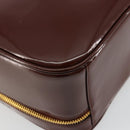 GUCCI Bamboo Vanity Hand Bag Patent leather 2way Brown Gold Auth 180051-19