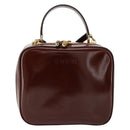 GUCCI Bamboo Vanity Hand Bag Patent leather 2way Brown Gold Auth 180051-13