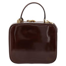 GUCCI Bamboo Vanity Hand Bag Patent leather 2way Brown Gold Auth 180051-2