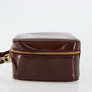 GUCCI Bamboo Vanity Hand Bag Patent leather 2way Brown Gold Auth 180051-4