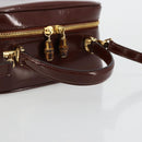 GUCCI Bamboo Vanity Hand Bag Patent leather 2way Brown Gold Auth 180051-7