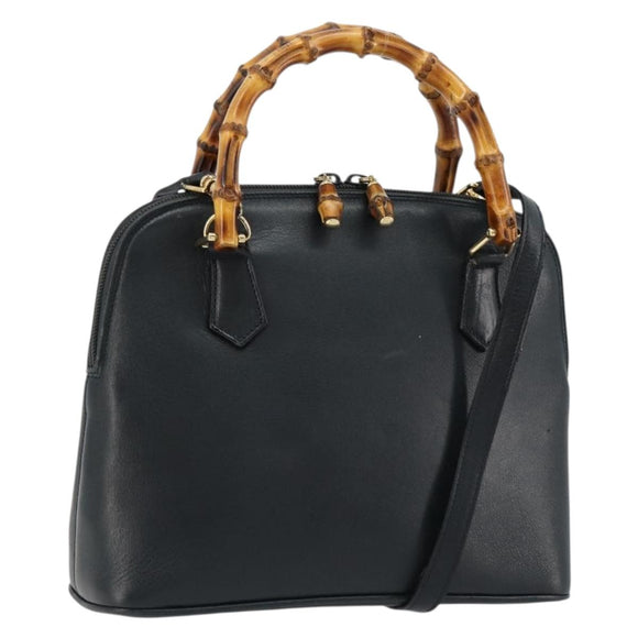 GUCCI Bamboe Handtas Leer 2way Groen Goud 000 1274 0290 Auth 180052