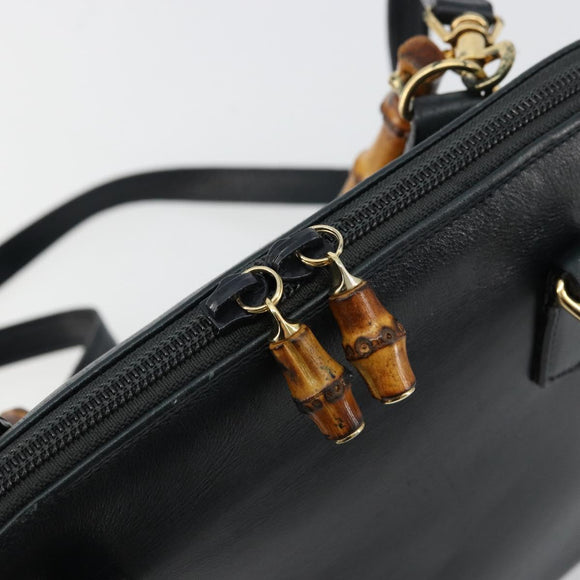 GUCCI Bamboe Handtas Leer 2way Groen Goud 000 1274 0290 Auth 180052