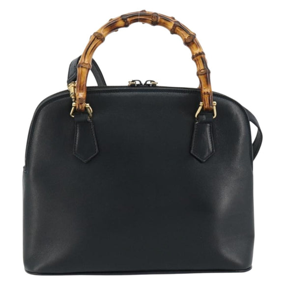 GUCCI Bamboe Handtas Leer 2way Groen Goud 000 1274 0290 Auth 180052