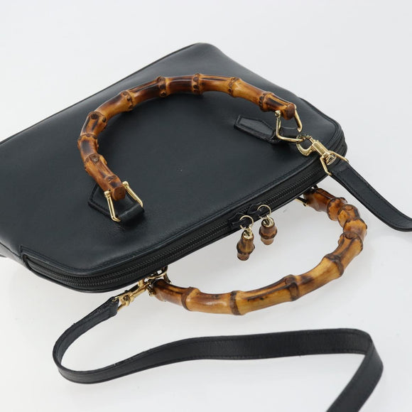 GUCCI Bamboe Handtas Leer 2way Groen Goud 000 1274 0290 Auth 180052