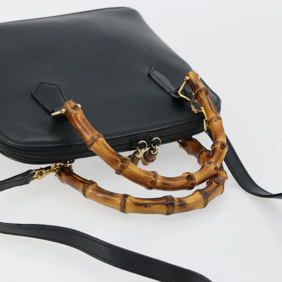 GUCCI Bamboe Handtas Leer 2way Groen Goud 000 1274 0290 Auth 180052