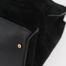 GUCCI Bamboo Tragetasche Wildleder Schwarz Gold Auth 180053-15