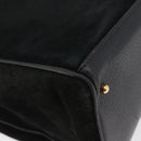 GUCCI Bamboo Tragetasche Wildleder Schwarz Gold Auth 180053-16