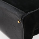 GUCCI Bamboo Tragetasche Wildleder Schwarz Gold Auth 180053-9
