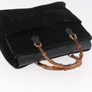 GUCCI Bamboo Tragetasche Wildleder Schwarz Gold Auth 180053-6