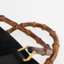 GUCCI Bamboo Tragetasche Wildleder Schwarz Gold Auth 180053-8