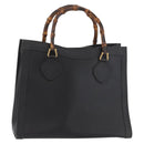 GUCCI Bamboo Tote Bag Leather Black Gold Auth 180054-1