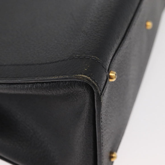 GUCCI Bamboo Tote Bag Leather Black Gold Auth 180054