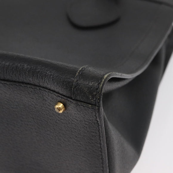 GUCCI Bamboo Tote Bag Leather Black Gold Auth 180054
