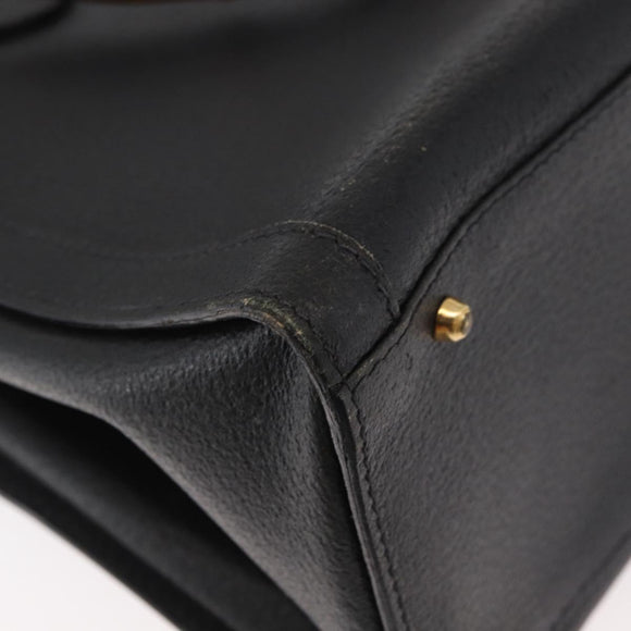 GUCCI Bamboo Tote Bag Leather Black Gold Auth 180054