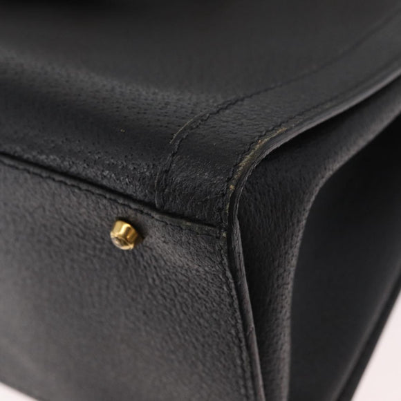 GUCCI Bamboo Tote Bag Leather Black Gold Auth 180054