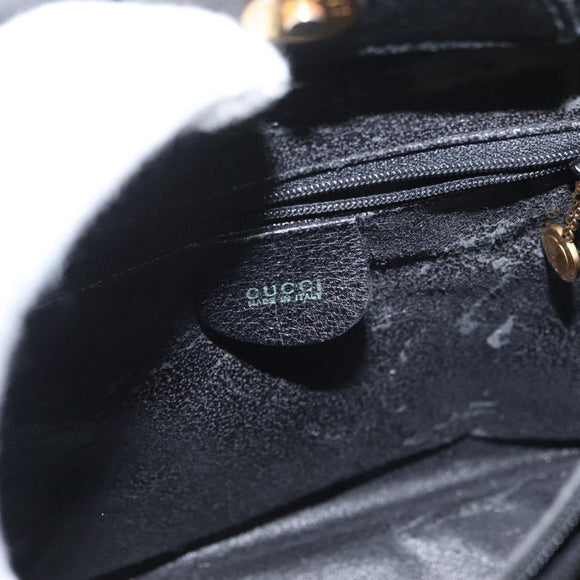 GUCCI Bamboo Tote Bag Leather Black Gold Auth 180054