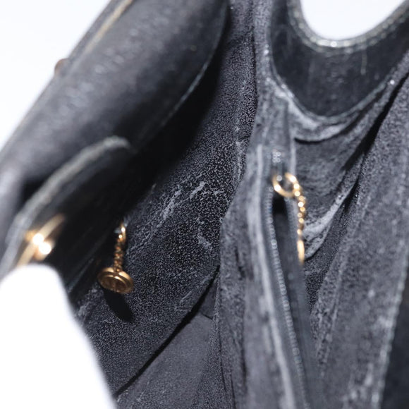 GUCCI Bamboo Tote Bag Leather Black Gold Auth 180054