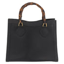 GUCCI Bamboo Tote Bag Leather Black Gold Auth 180054-2