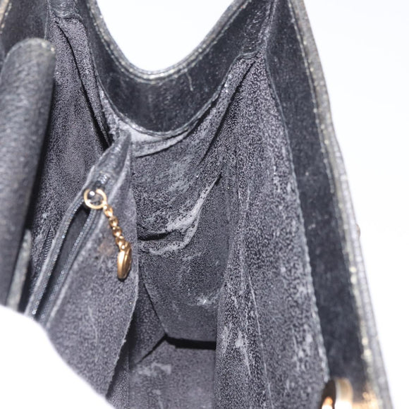 GUCCI Bamboo Tote Bag Leather Black Gold Auth 180054