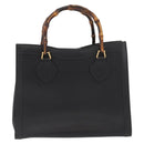 GUCCI Bamboo Tote Bag Leather Black Gold Auth 180054-3