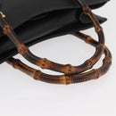 GUCCI Bamboo Tote Bag Leather Black Gold Auth 180054-7