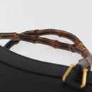 GUCCI Bamboo Tote Bag Leather Black Gold Auth 180054-8