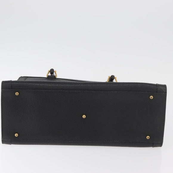 GUCCI Bamboo Tote Bag Leather Black Gold Auth 180054