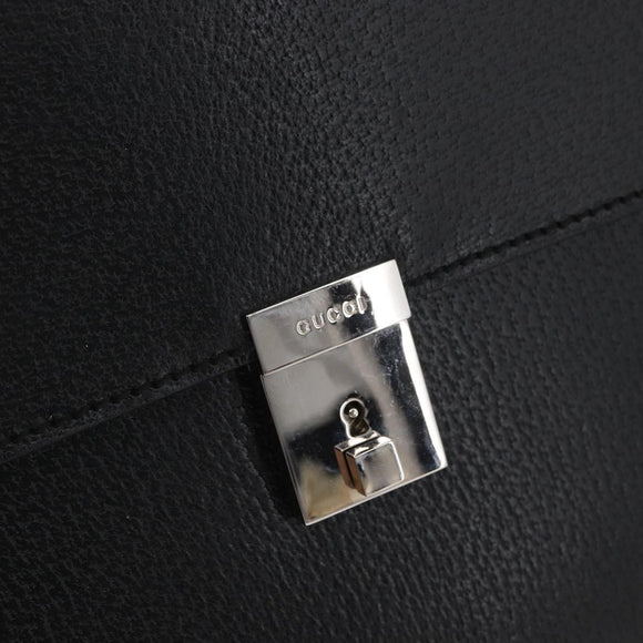 GUCCI Business Bag Leather Black Silver 015 0235 Auth 180056