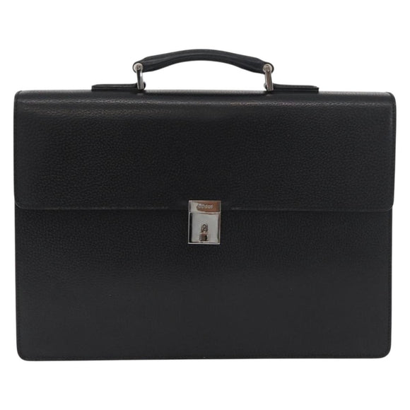 GUCCI Business Bag Leather Black Silver 015 0235 Auth 180056