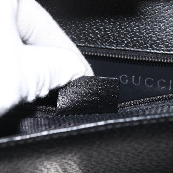 GUCCI Business Bag Leather Black Silver 015 0235 Auth 180056