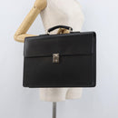 GUCCI Business Bag Leather Black Silver 015 0235 Auth 180056-24