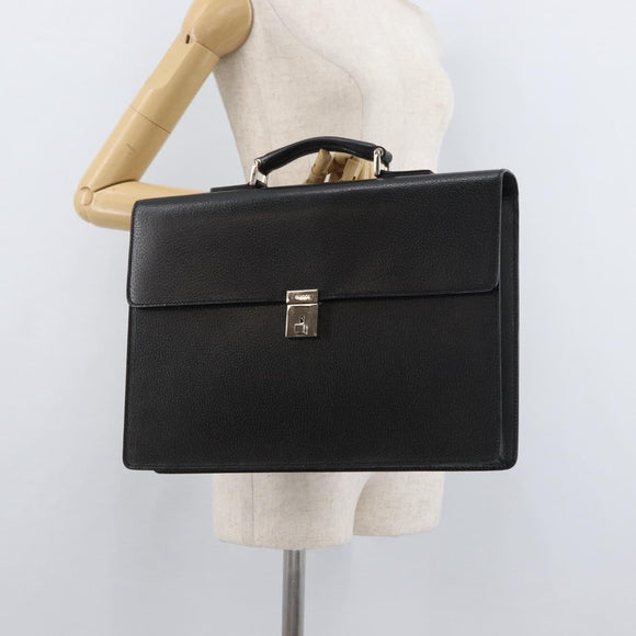 GUCCI Business Bag Leather Black Silver 015 0235 Auth 180056